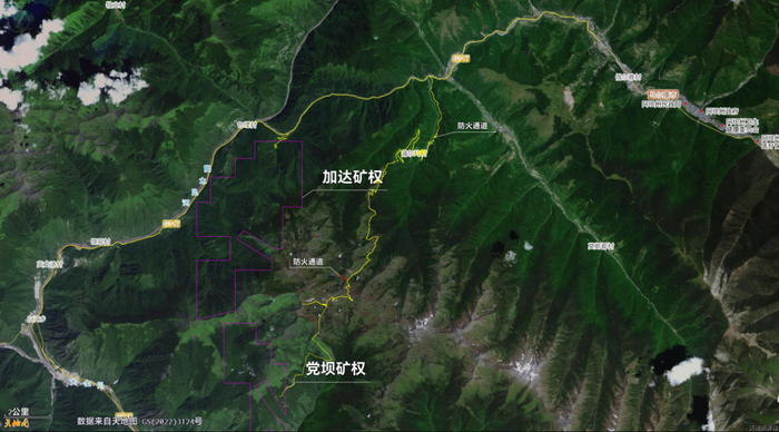 （四川马尔康市加达锂矿与党坝锂矿处于临近山脉  图源大中矿业）