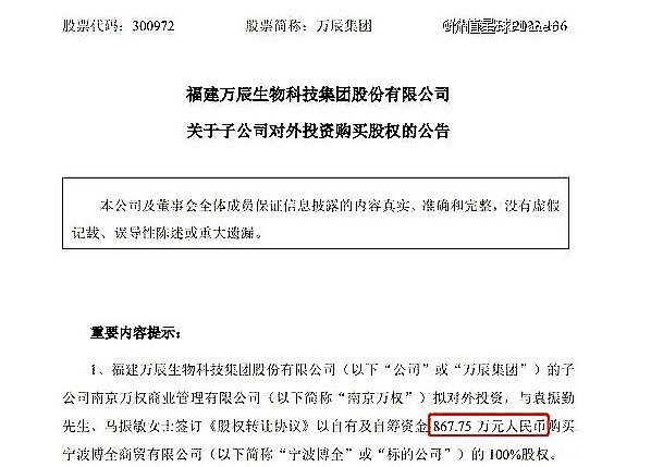 图源：万辰集团公告