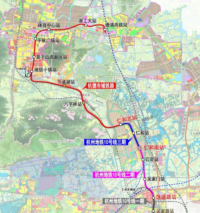 杭德市域铁路线路走向示意图
