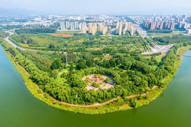 9月21日，俯瞰平谷区洳河沿线风景。新京报记者 王子诚 摄