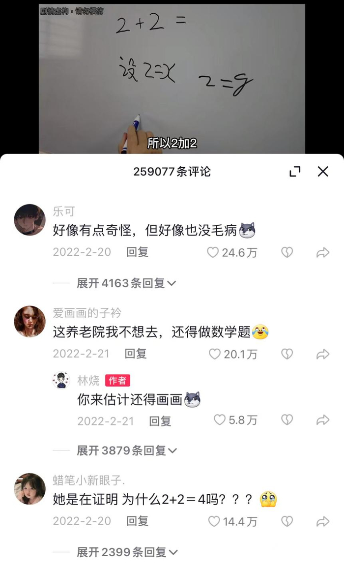 短视频平台账号“林烧”下的评论