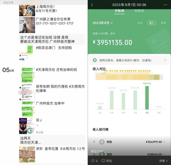 余某的朋友圈及发布在朋友圈的余额截图 / 受访者提供