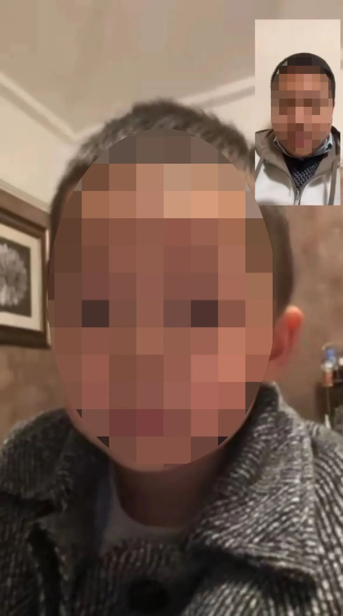 ▲民警张镭与儿子视频