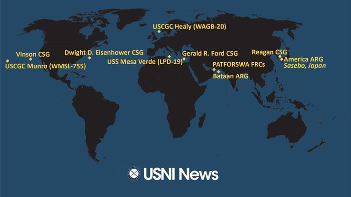 USNI新闻2023年10月16日美国海军舰队追踪图 图片来源：USNI新闻网