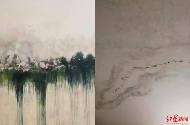 ▲独坡村村民们表示，有房子因为砂石厂的施工炮损开裂