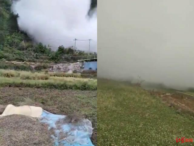 ▲独坡村村民们表示，砂石厂生产时散发大量扬尘