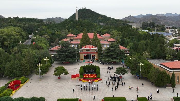 　　西柏坡纪念馆外景（2023年10月18日摄，无人机照片）。新华社记者 朱旭东 摄