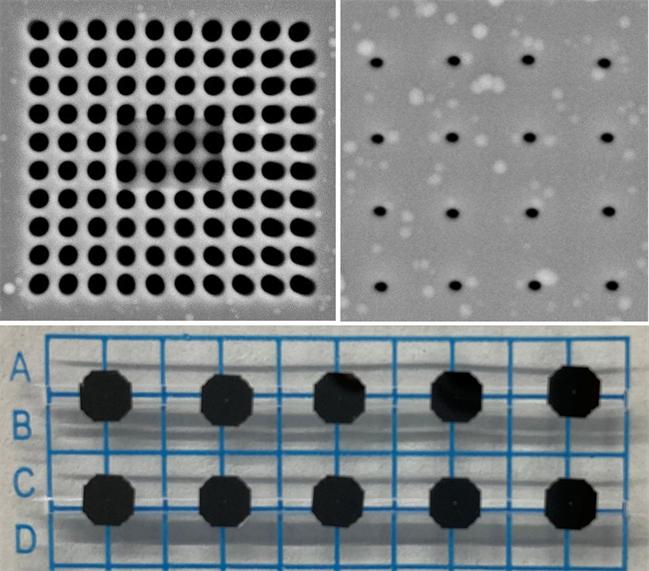图2氮化硅纳米孔阵列芯片，以及氮化硅芯片