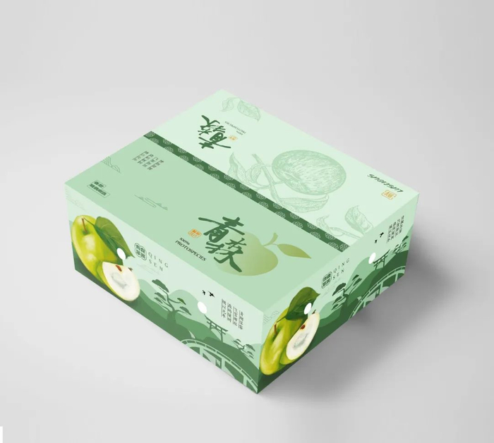 彩箱+网套+泡沫托的包装 保护每一颗娇嫩果子