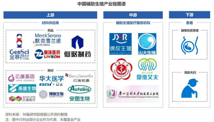 人工辅助生殖产业链/图源：36氪研究院
