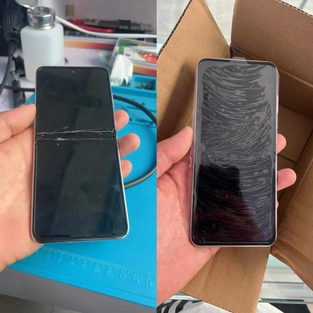 △寄送前后手机对比。