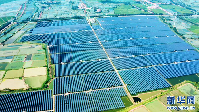   滁州市天长市杨村镇东大圩光伏电站。新华网发（张志东 摄）