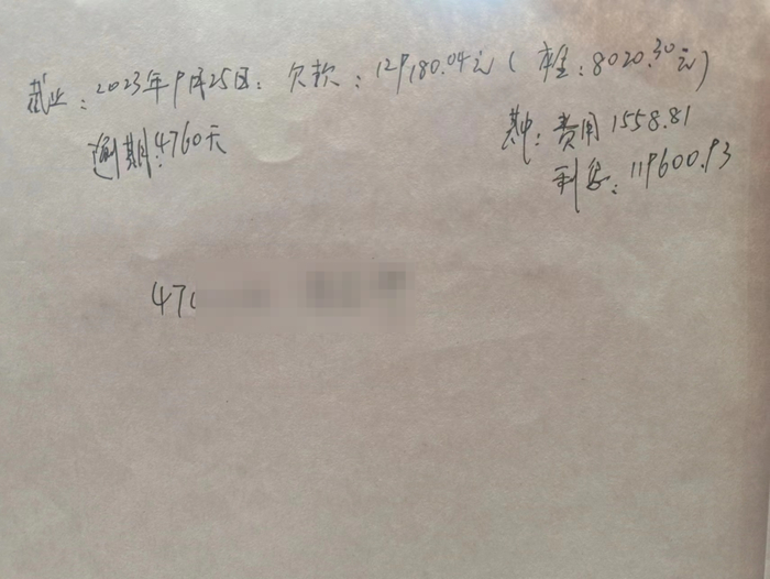 ▲其中一张卡的逾期情况（受访者供图）