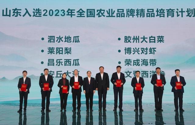 为山东入选2023年全国农业品牌精品培育计划的品牌颁发证书。受访者供图