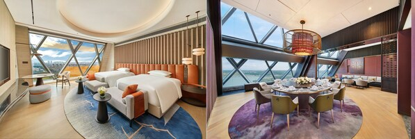 湖州南浔希尔顿酒店客房（左）青雅中餐厅包房（右）