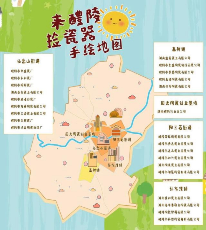 ▲醴陵方面专门制作的捡瓷器手绘地图。