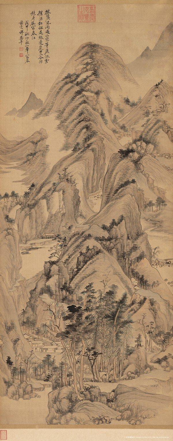 恽寿平 富春山图 设色绢本立轴 1668 168 x 69.2 cm 故宮博物院藏