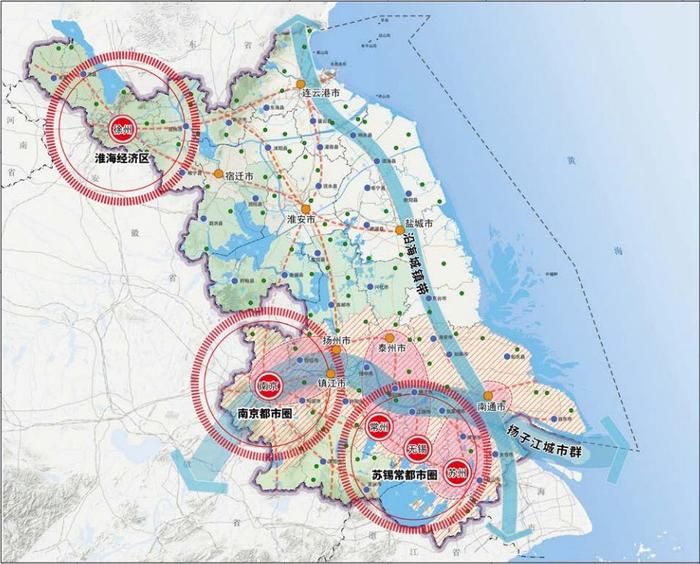 江苏省城镇空间状貌狡计图 图片起头:《江苏省国土空间狡计(2021-2035年)》