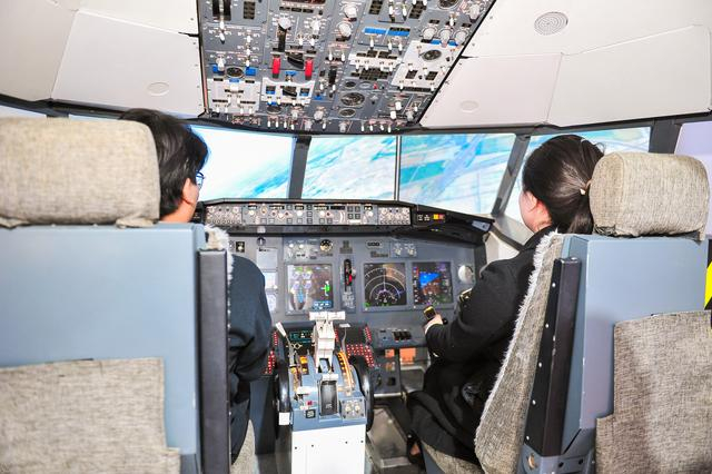 现场观众体验模拟机飞行。国航供图