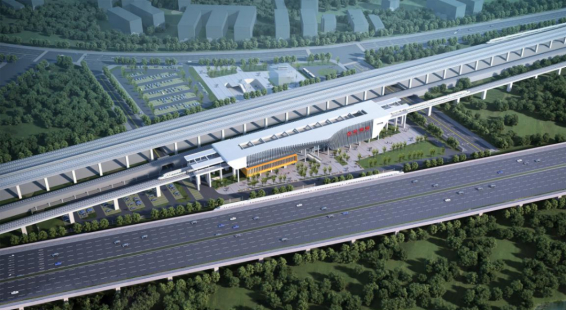 广清城际白云湖站建设效果图。