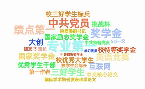 图4. 推免至清华、北大的非“双一流”院校学子个人简介关键词