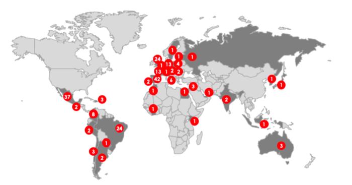 2022年国际搜索基金全球地图(n=211)