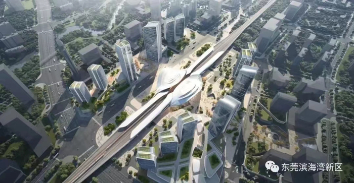 ▲滨海湾站效果图 图源：滨海湾新区