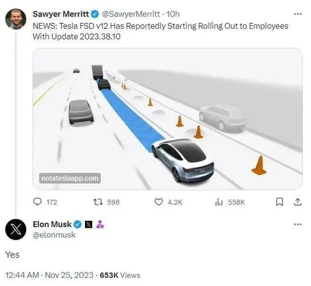 马斯克回应FSD V12更新