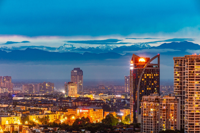 雪上下的温江城市景观 图片来源：成都市温江区提供