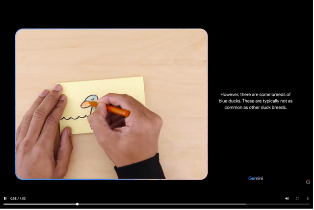 来源：谷歌发布的“双子座”演示视频。