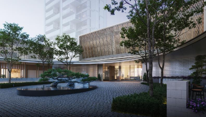 金茂府3.0项目西安科技路金茂府酒店式环岛落客区效果图