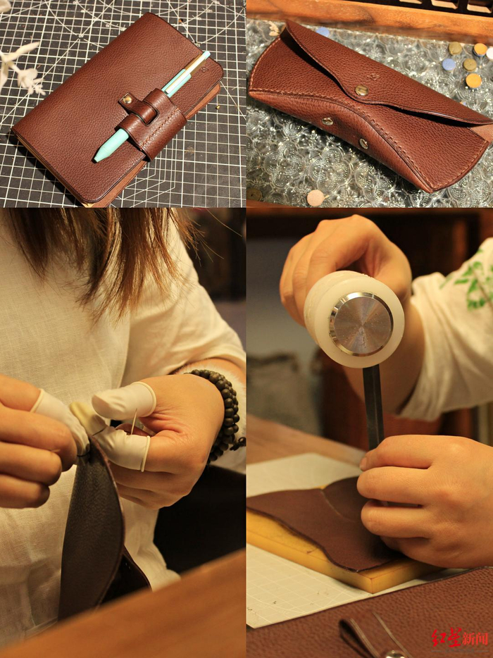 ▲客户体验手工皮具DIY