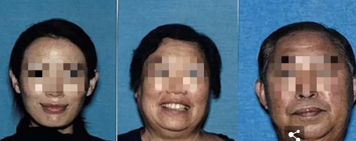 梅（左）、梅的母亲（中）和梅的父亲（右） 资料图（红星新闻）