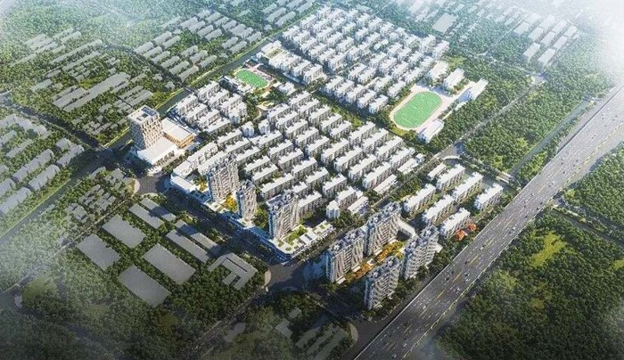 东花园河南片区城市更新鸟瞰效果图。