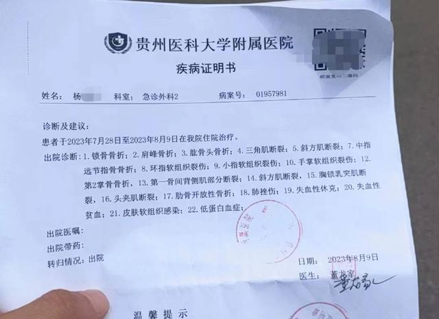 杨某治疗病案中的伤情（受访者供图）