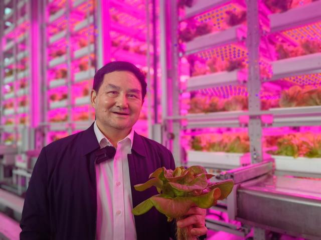 12月1日，杨其长向记者介绍垂直农场的情况。新京报记者 周怀宗 摄