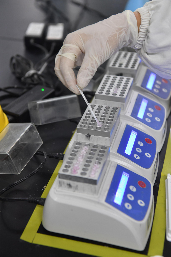 生鲜乳出厂前，实验员检测农残。