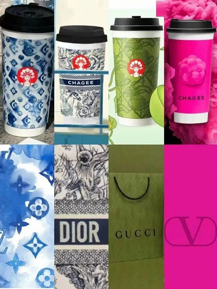 ▲ 霸王茶姬包装与各品牌设计对比。图 / 小红书