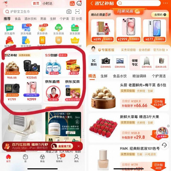 图/京东百亿补贴页面；来源/镜观台截图