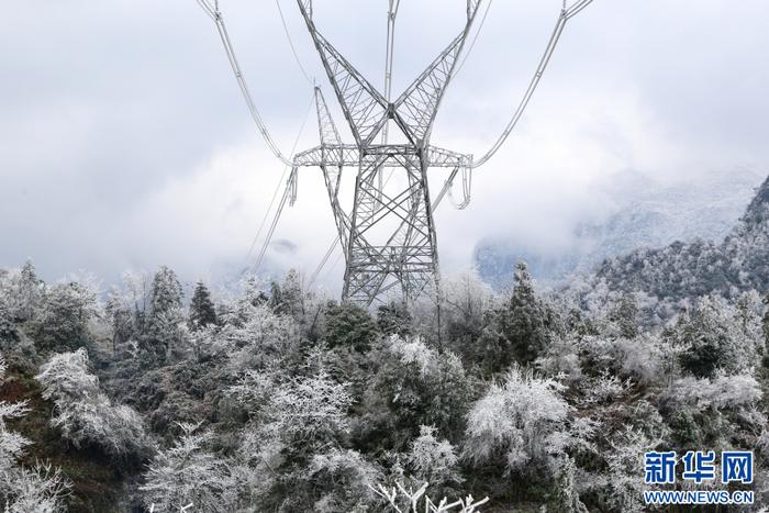 降雪後,雲南省昭通市大關縣筆架山銀裝素裹(12月18日攝).