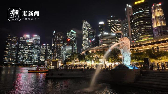 新加坡鱼尾狮公园夜景