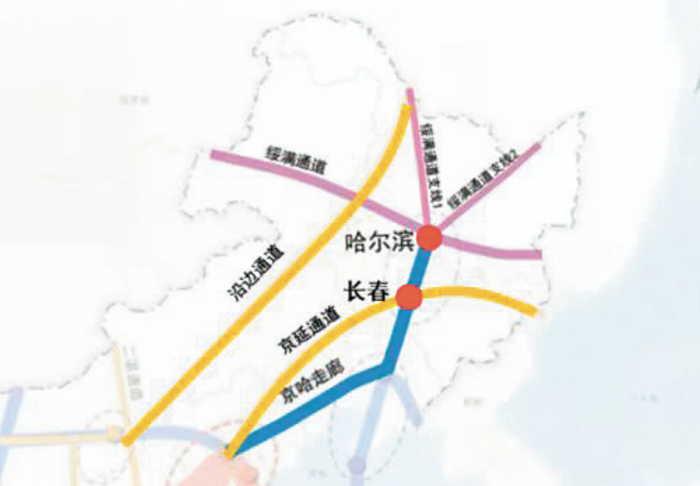 国家综合立体交通网主骨架布局示意图 哈长双城在国家综合立体交通网主骨架中的位置
