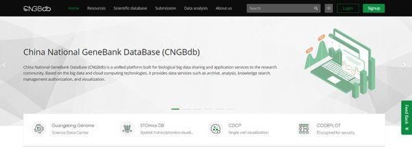 上图为国家基因库生命大数据平台(CNGBdb)