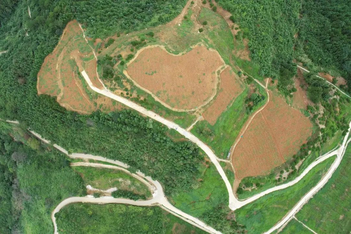 马头岬矿区开采铁矿岩土体裸露区域开发耕地治理前后对比照片