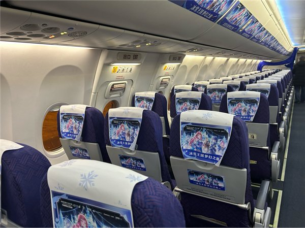 ·图为中国联合航空飞机客舱装饰（局部）