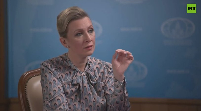 俄罗斯外交部发言人玛丽亚·扎哈罗娃接受专访 截图自RT