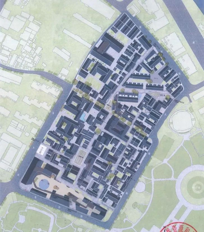 秀水街区建筑布局示意图。仅作参考，最终以实际批复为准。