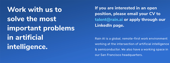 ▲官网招聘信息自称“Rain AI”（图源：Rain AI）