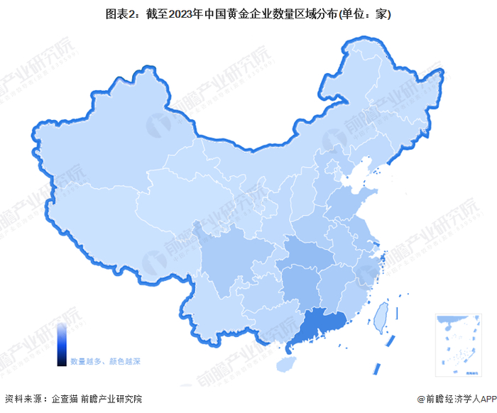 注：此处统计的黄金企业包括黄金生产企业以及黄金珠宝销售企业等。