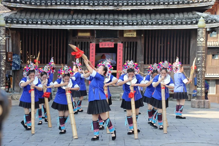 三江程阳八寨少数民族风情表演。图片来源：程阳八寨景区
